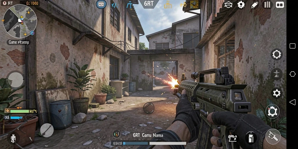 Screenshot utama 6RT menampilkan aksi seru dalam permainan FPS.