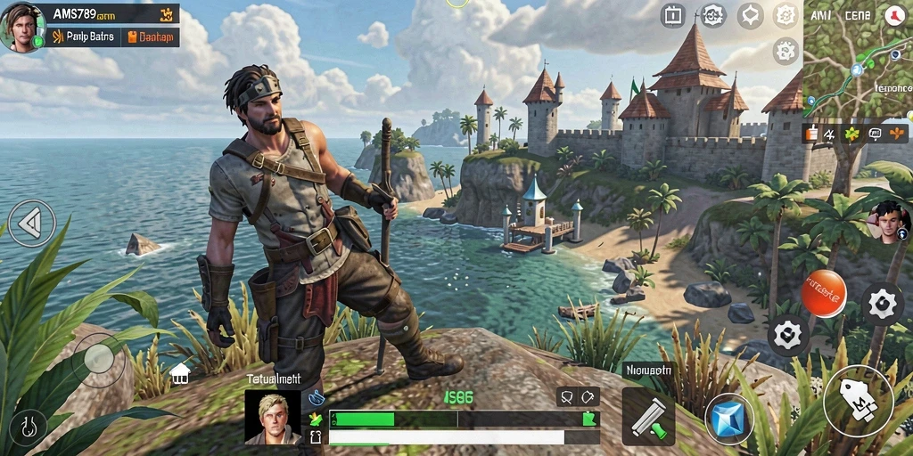 Screenshot gameplay AMS789 yang menunjukkan dunia terbuka yang luas.