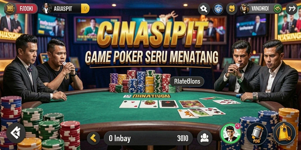 Tampilan gameplay saat bermain poker di CINASIPIT yang menegangkan.