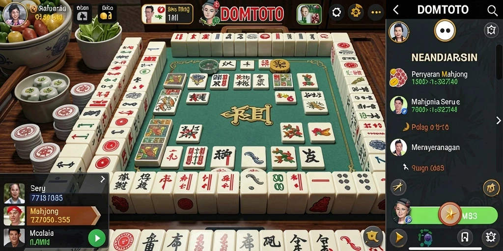 Tampilan gameplay seru dalam DOMTOTO, permainan Mahjong yang menarik.