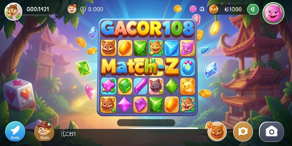 Tampilan menarik dari gameplay GACOR108 dengan berbagai elemen match-3.