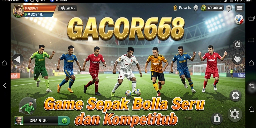 Tampilan gameplay <strong>GACOR668</strong> saat pertandingan sepak bola yang menegangkan.