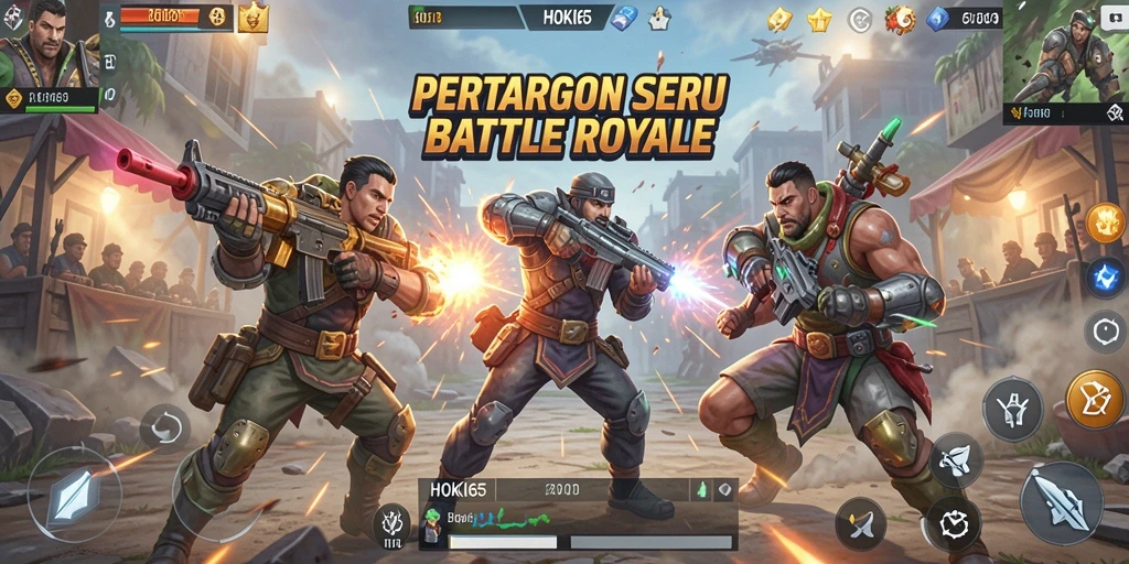 Gameplay seru HOKI65 dengan aksi Battle Royale intens.