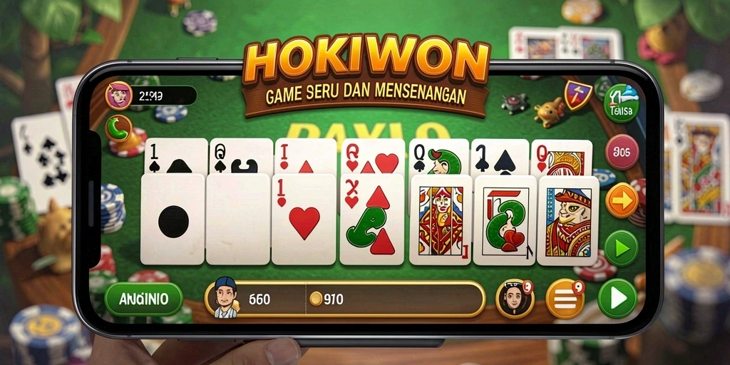 Screenshot HOKIWON menampilkan gameplay seru dalam permainan Domino.