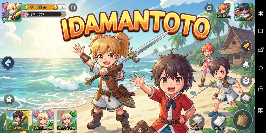 Tampilan gameplay seru IDAMANTOTO dengan karakter anime.