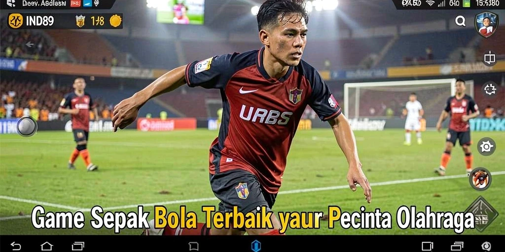 Screenshot gameplay IND89 menunjukkan aksi mendebarkan di lapangan sepak bola.