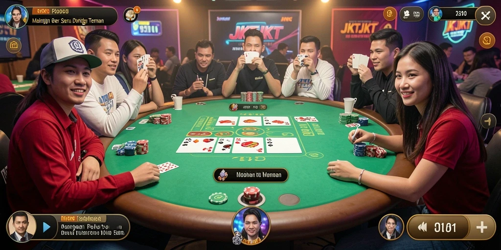 Screenshot gameplay Poker JKTJKT yang penuh aksi dan strategi.
