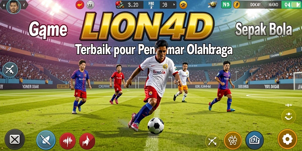 Gameplay LION4D yang penuh aksi dalam lapangan sepak bola.