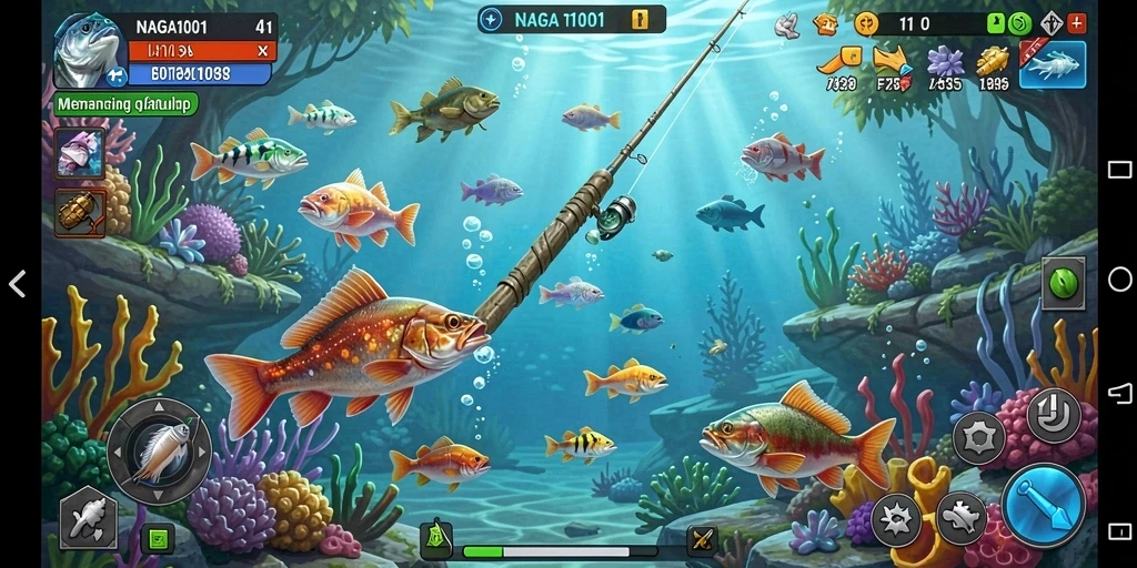 Tangkapan ikan berwarna-warni di bawah laut NAGA1001.