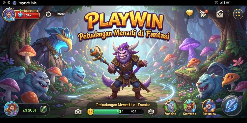 Tangkapan layar menunjukkan pemain menjelajahi hutan lebat di PLAYWIN.