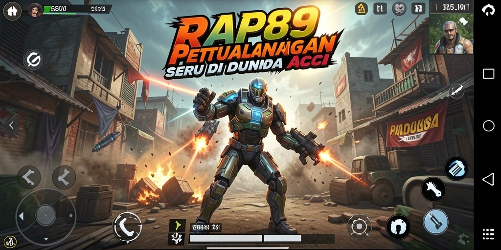 Screenshot gameplay RAP89 menunjukkan aksi mendebarkan dan karakter yang kuat.