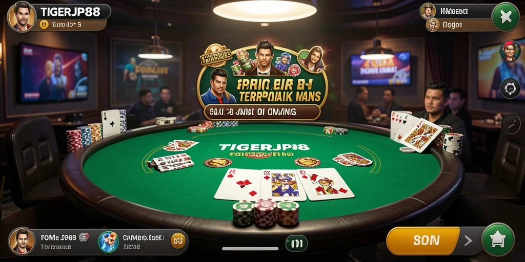 Tampilan gameplay Poker yang mendebarkan dalam TIGERJP88.