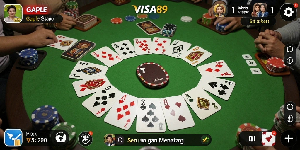 Gameplay seru Gaple di aplikasi VISA89 dengan tampilan menarik.